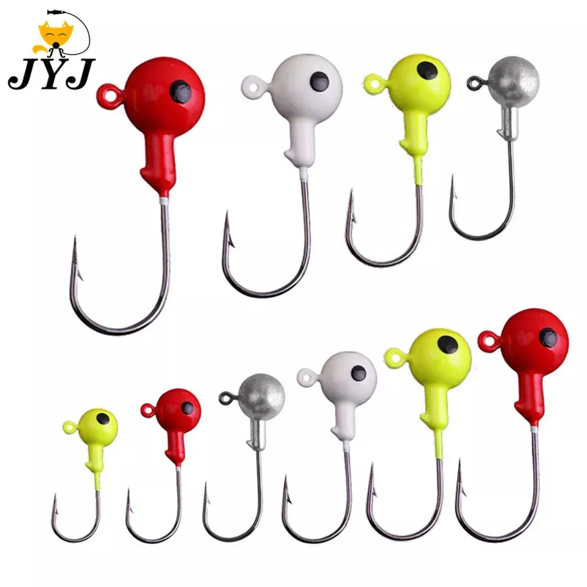 10pcs Jig Head Hook 3.5g5g7g10g12g14g18g Fishing Hook coloured painted eye