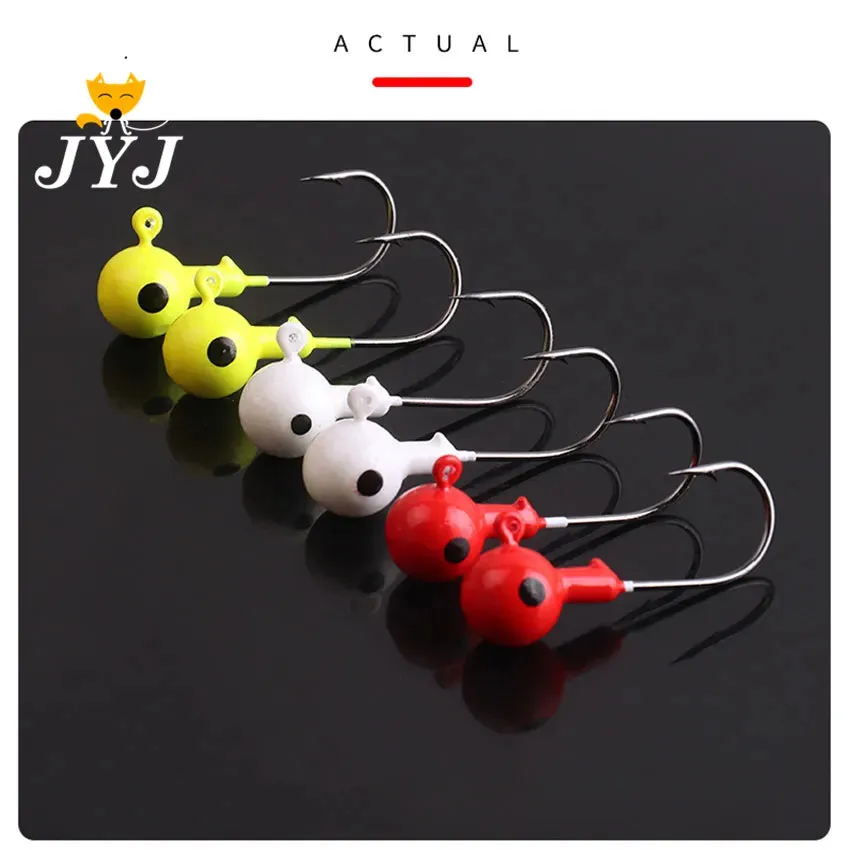 10pcs Jig Head Hook 3.5g5g7g10g12g14g18g Fishing Hook coloured painted eye