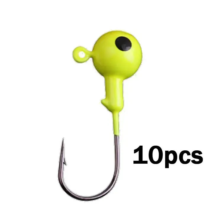 10pcs Jig Head Hook 3.5g5g7g10g12g14g18g Fishing Hook coloured painted eye