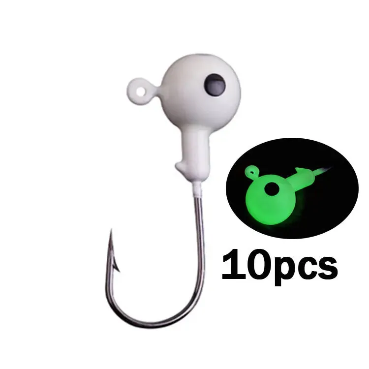 10pcs Jig Head Hook 3.5g5g7g10g12g14g18g Fishing Hook coloured painted eye