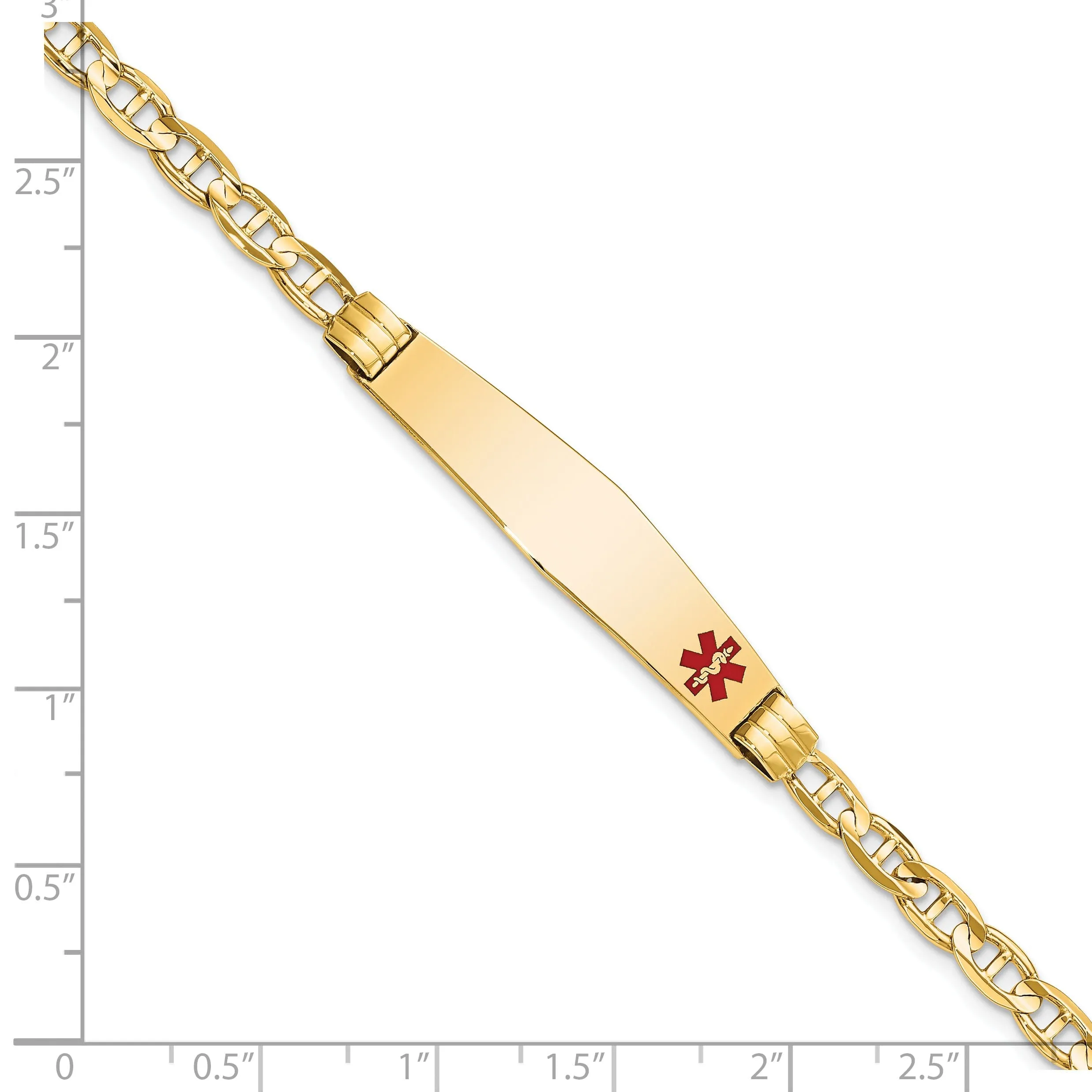 14K Yellow Gold Anchor Link Medical ID Bracelet