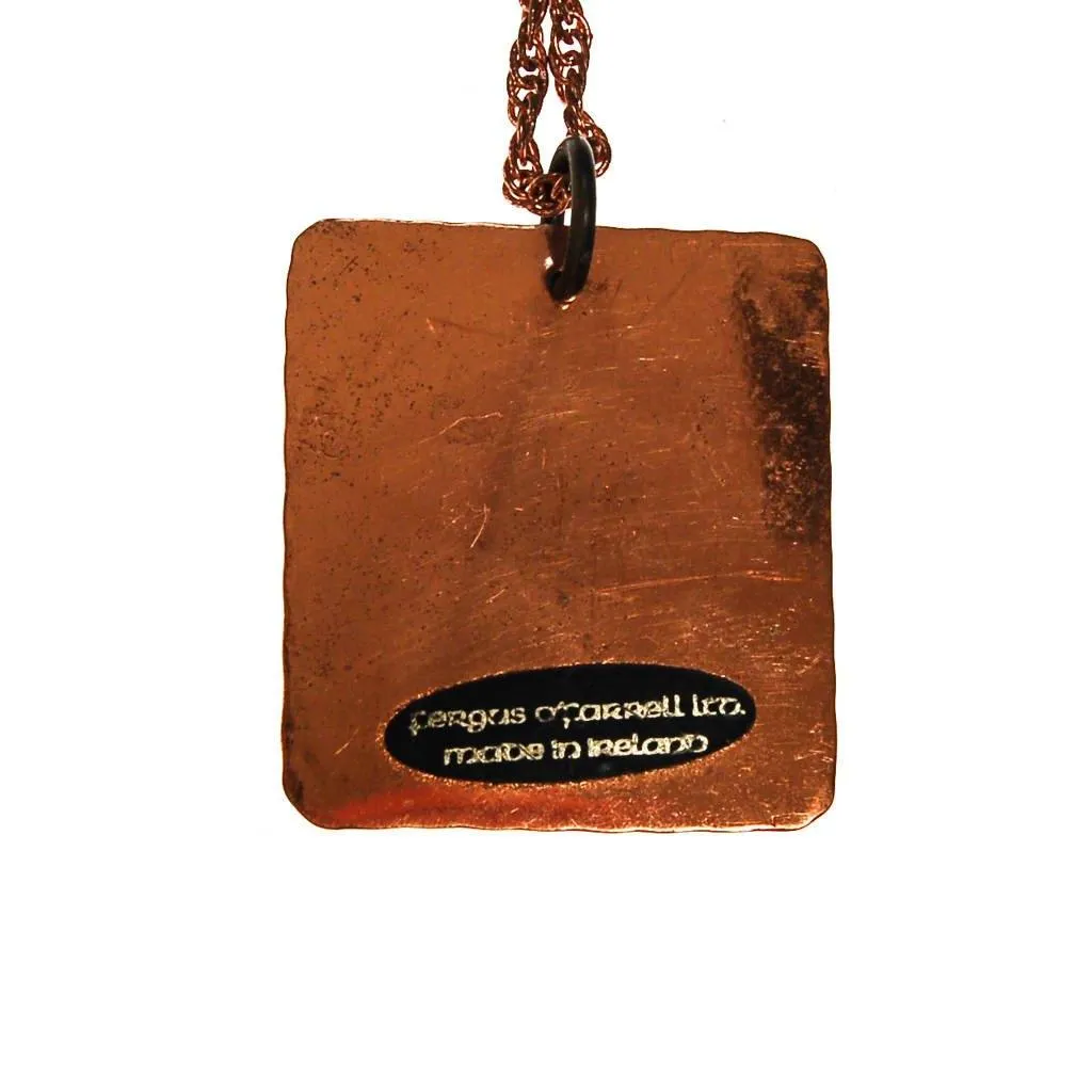 1970s Bohemian Chic Square Copper Pendant Statement Necklace