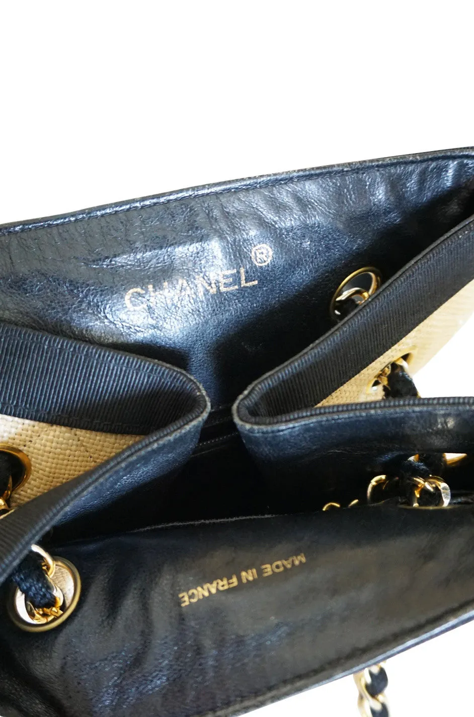 1991 Chanel Ad Campaign Logo Raffia Box Bag