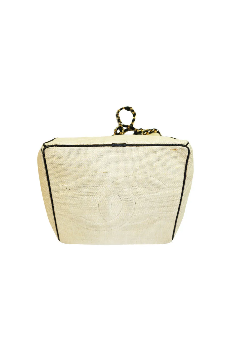 1991 Chanel Ad Campaign Logo Raffia Box Bag