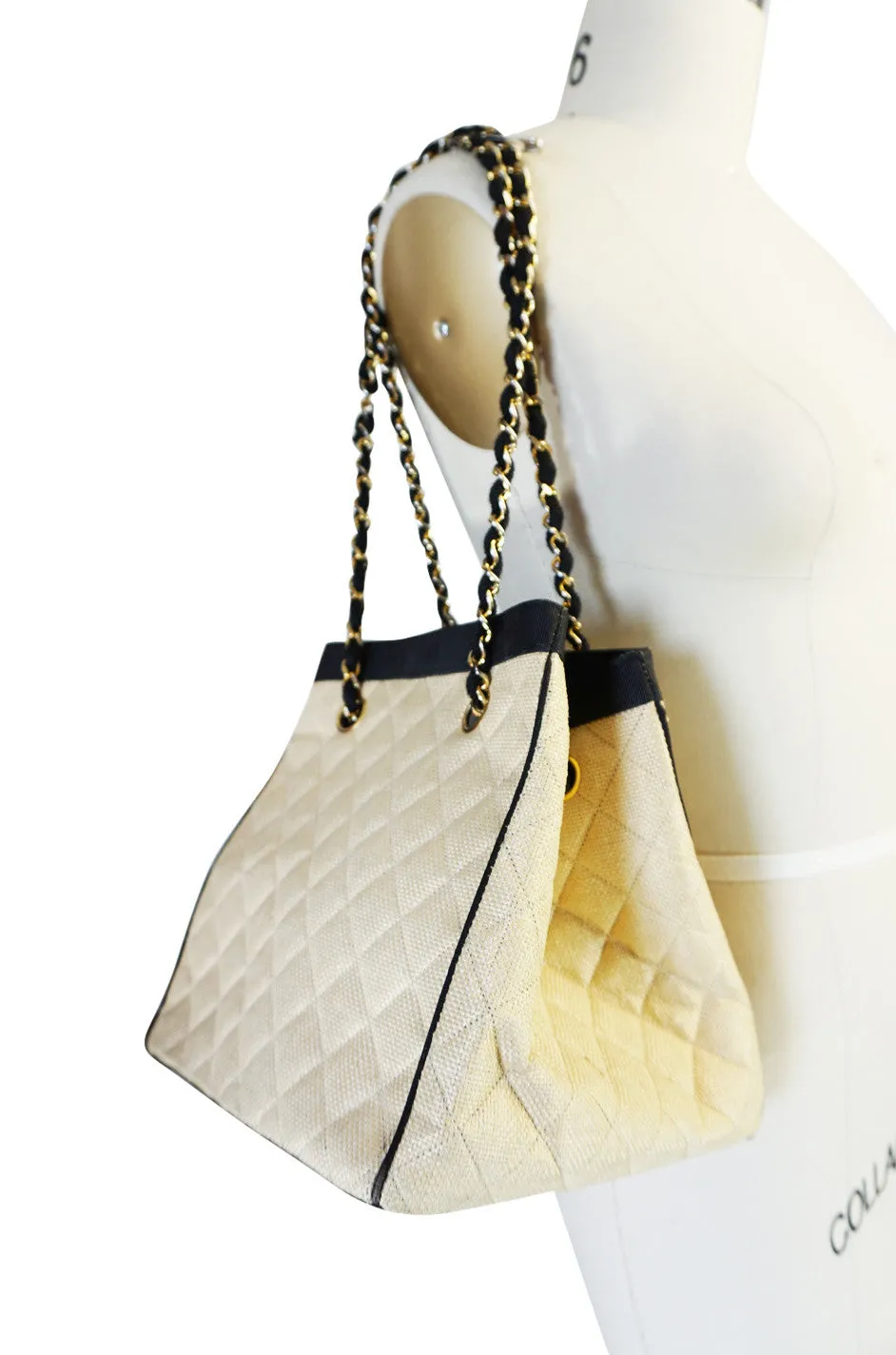 1991 Chanel Ad Campaign Logo Raffia Box Bag
