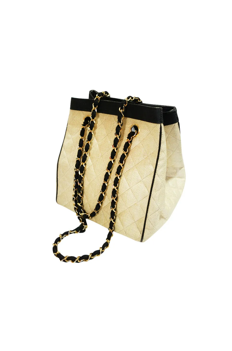 1991 Chanel Ad Campaign Logo Raffia Box Bag
