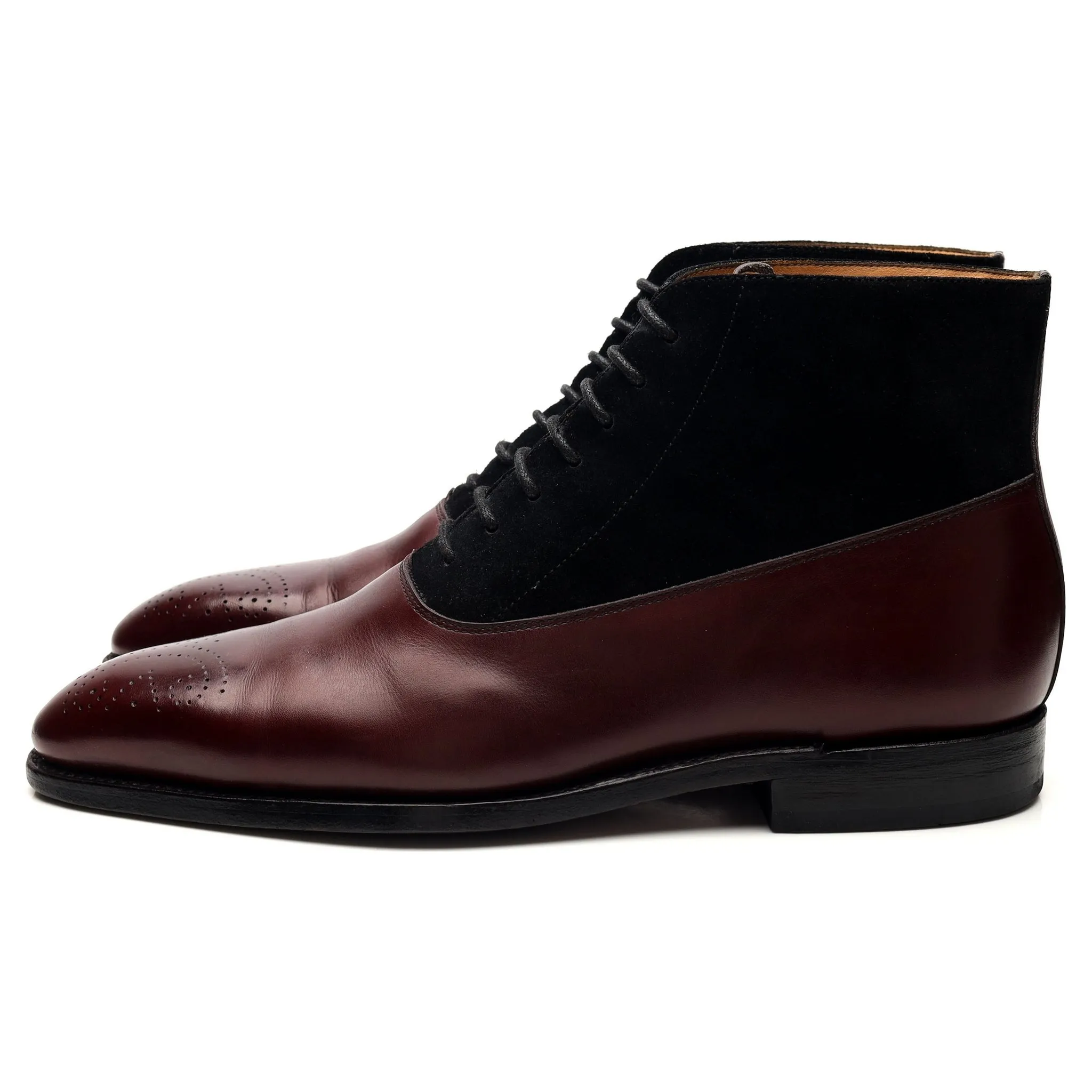 '21853' Burgundy Leather Boots UK 9.5