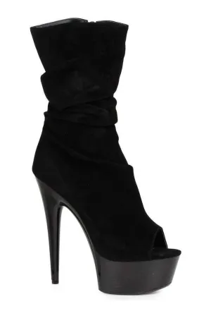 609-SCRUNCH Ankle Boots  | Black Faux Suede
