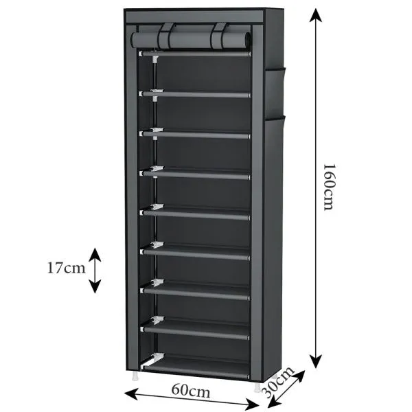 9-Tier Extra Thicken Poles Shoe Rack Stand With Cover