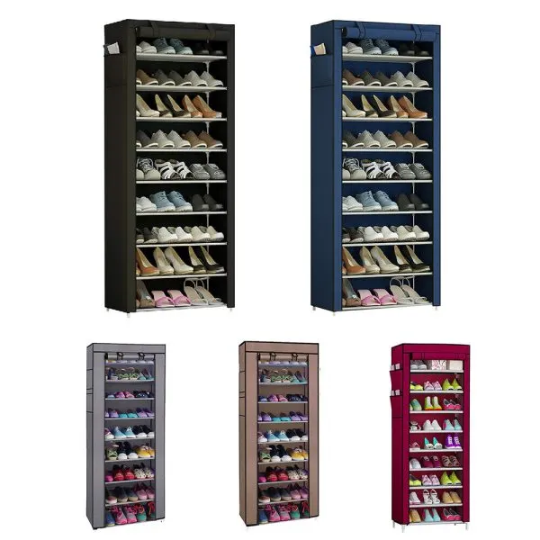 9-Tier Extra Thicken Poles Shoe Rack Stand With Cover