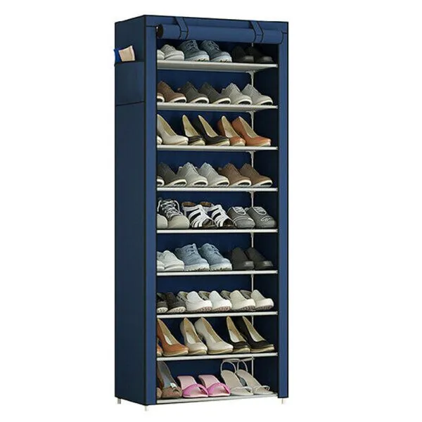 9-Tier Extra Thicken Poles Shoe Rack Stand With Cover