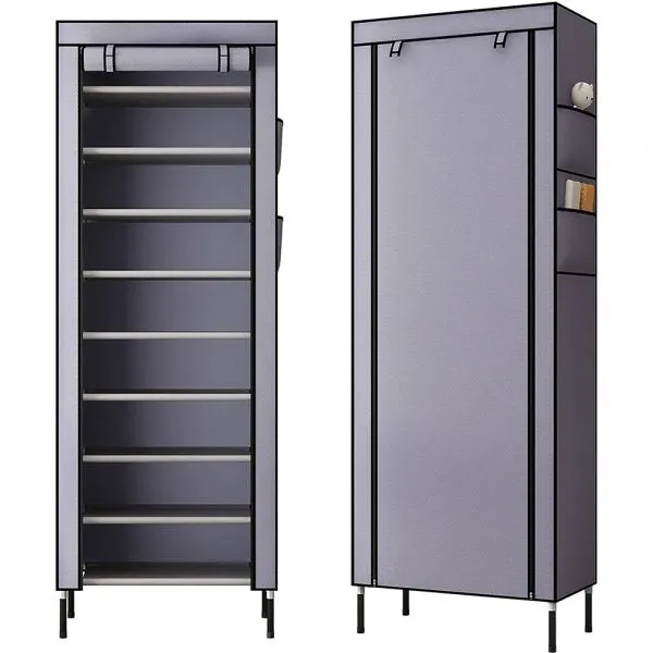 9-Tier Extra Thicken Poles Shoe Rack Stand With Cover