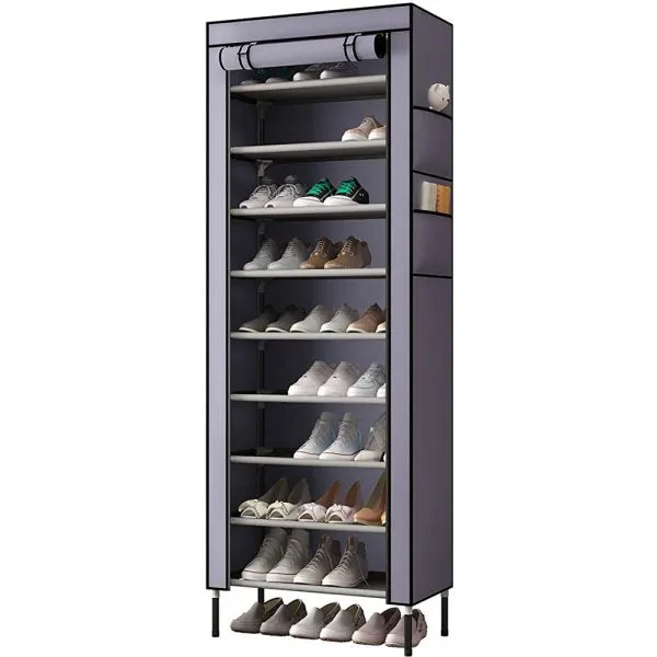 9-Tier Extra Thicken Poles Shoe Rack Stand With Cover
