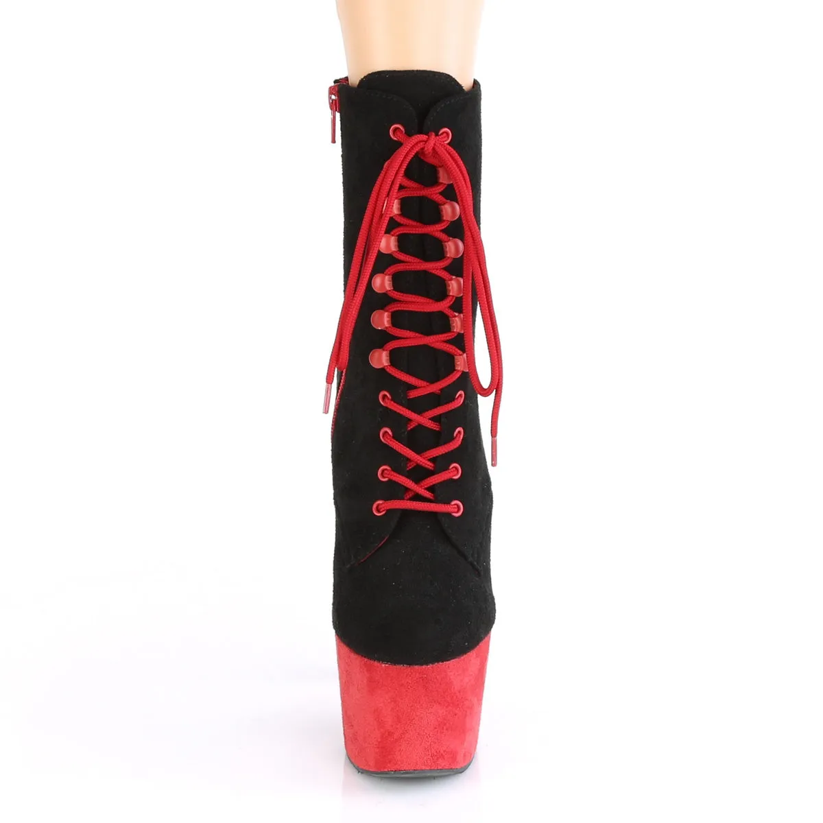 ADORE-1020FSTT  Black Faux Suede/Red Faux Suede