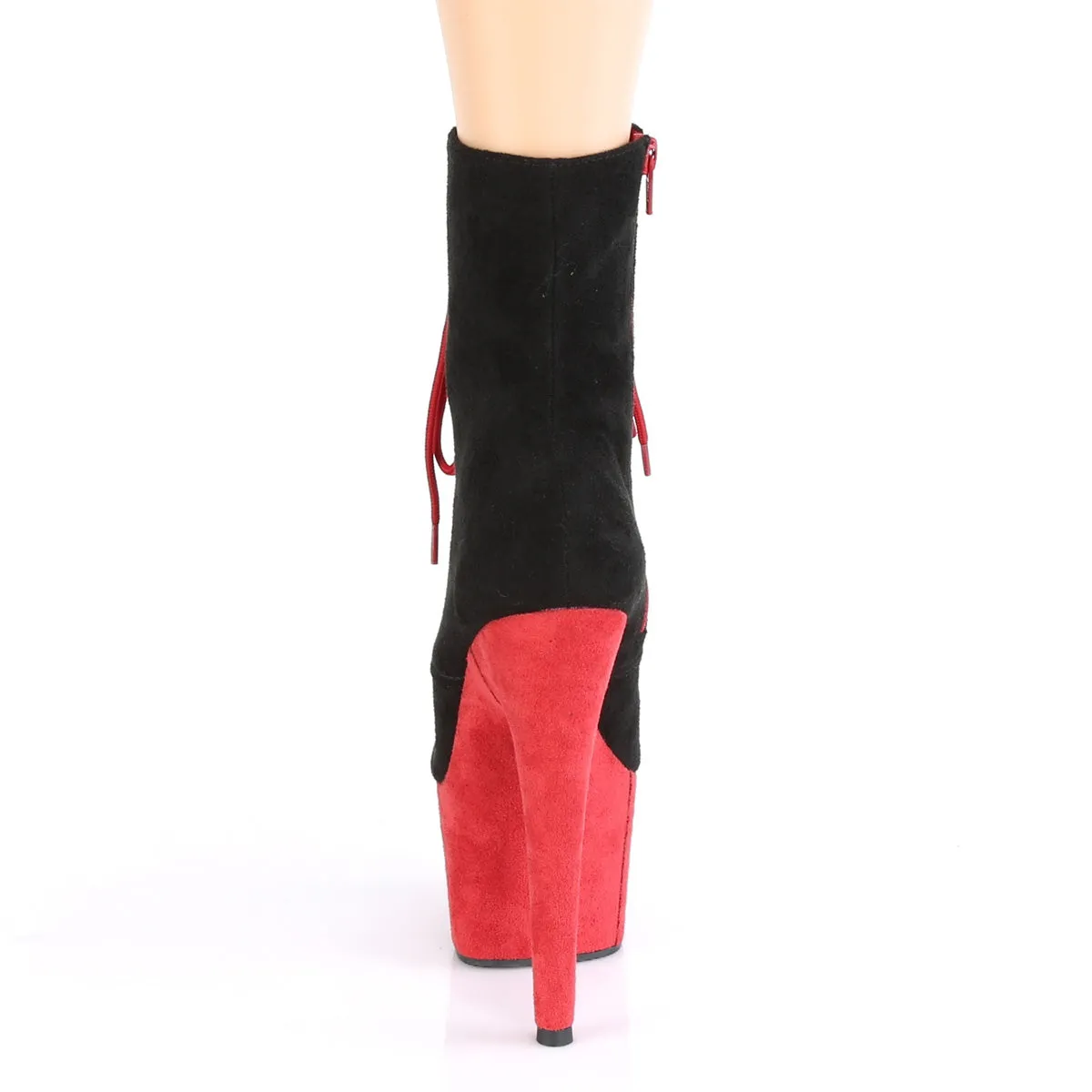ADORE-1020FSTT  Black Faux Suede/Red Faux Suede