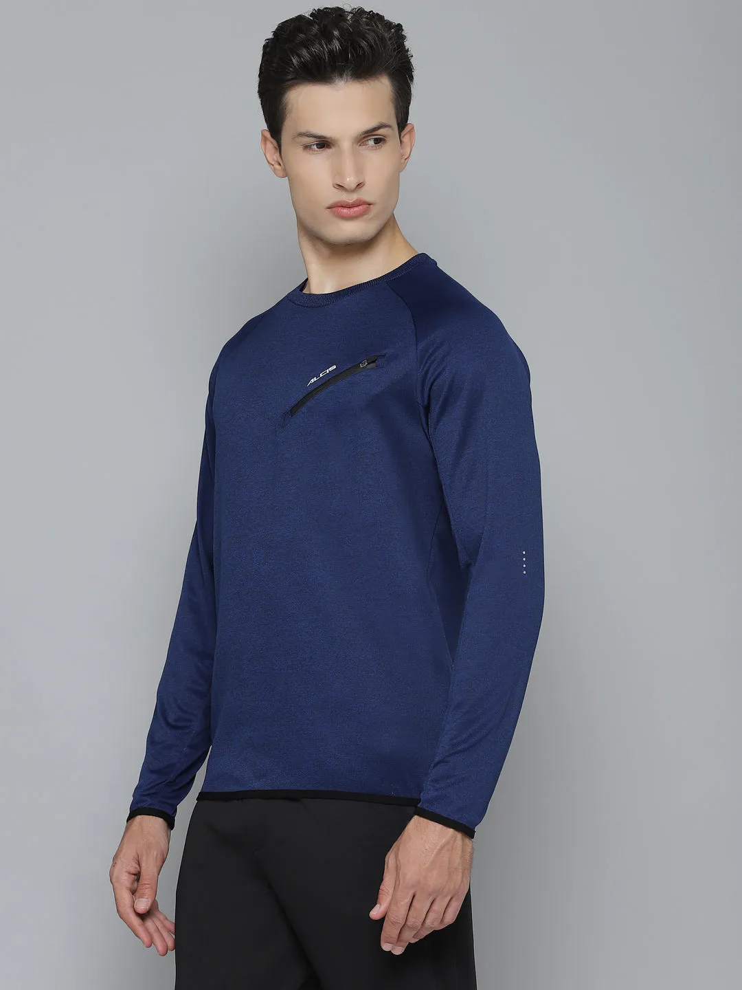 Alcis Men Solid Navy Blue Sweatshirts