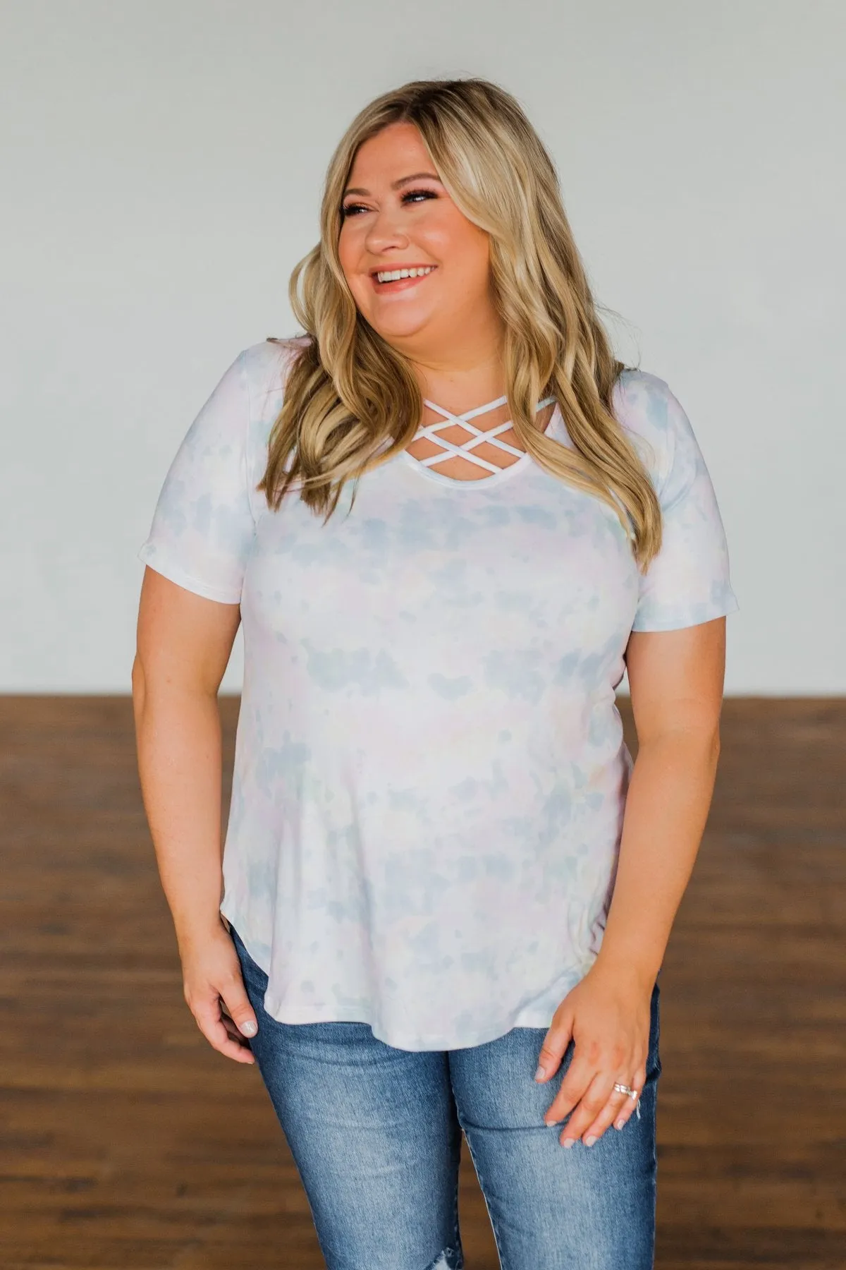 Believe In You Criss Cross Top- Off White, Pink, Yellow, Blue