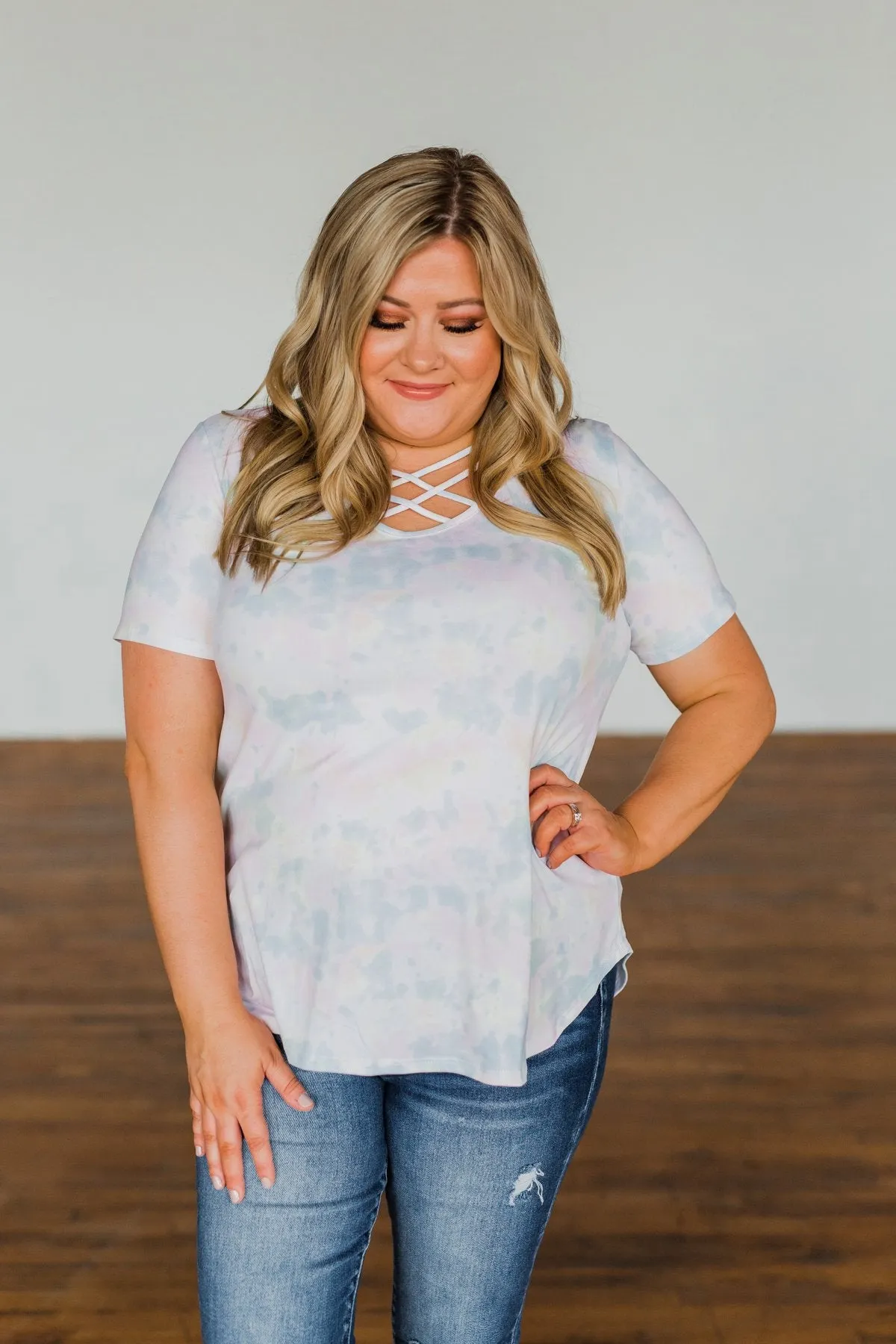 Believe In You Criss Cross Top- Off White, Pink, Yellow, Blue