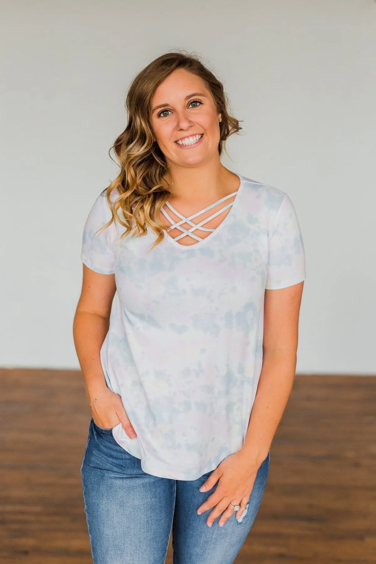 Believe In You Criss Cross Top- Off White, Pink, Yellow, Blue
