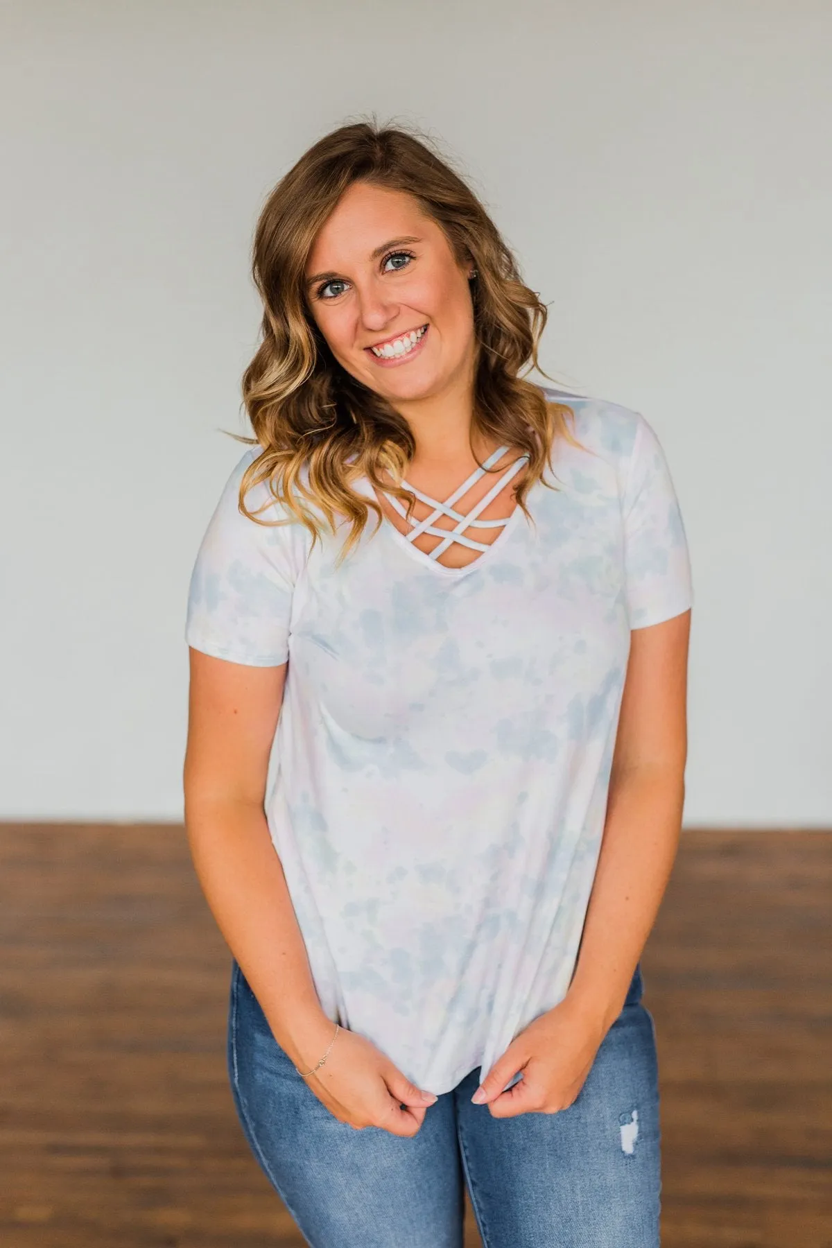 Believe In You Criss Cross Top- Off White, Pink, Yellow, Blue