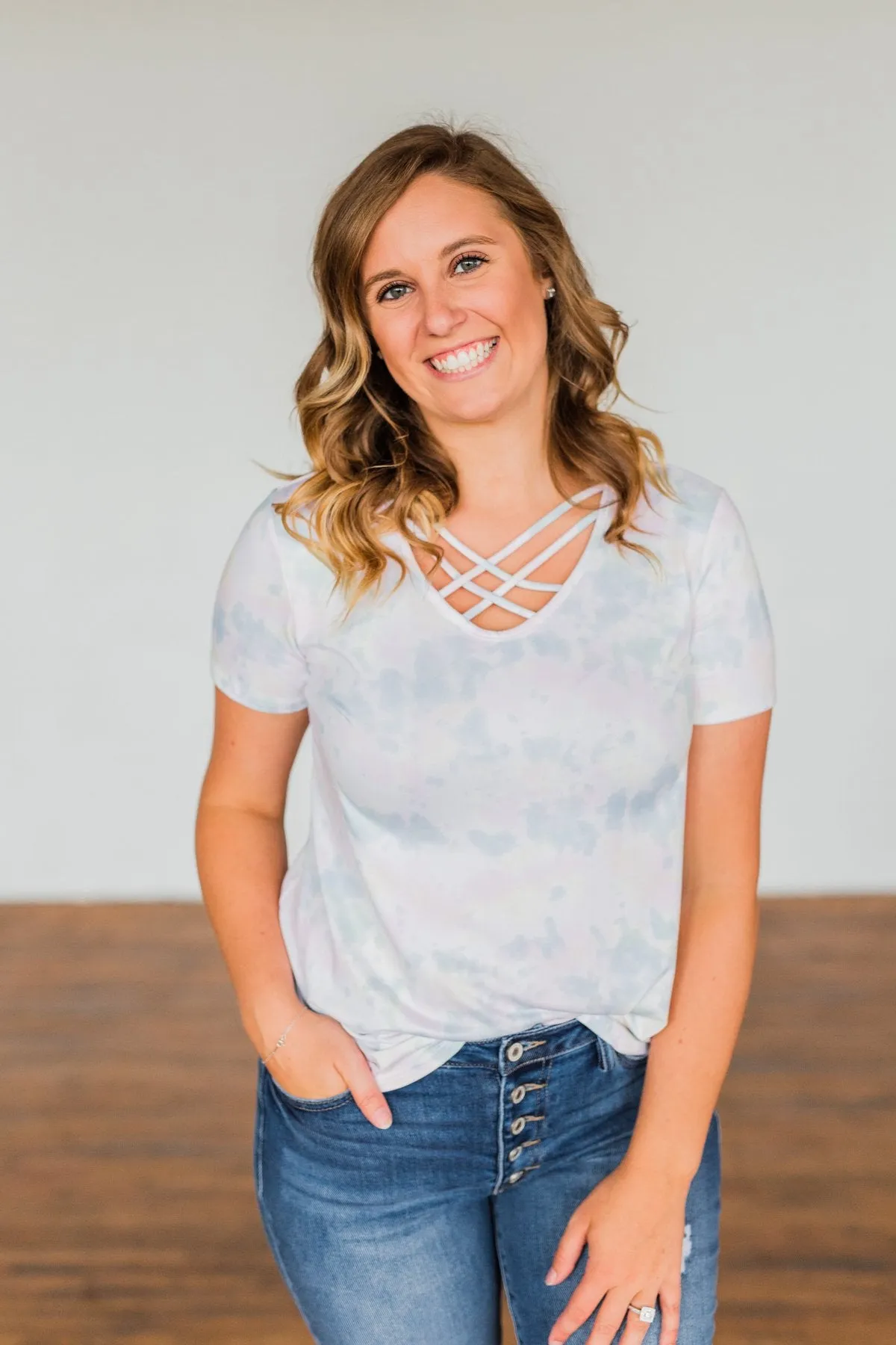 Believe In You Criss Cross Top- Off White, Pink, Yellow, Blue