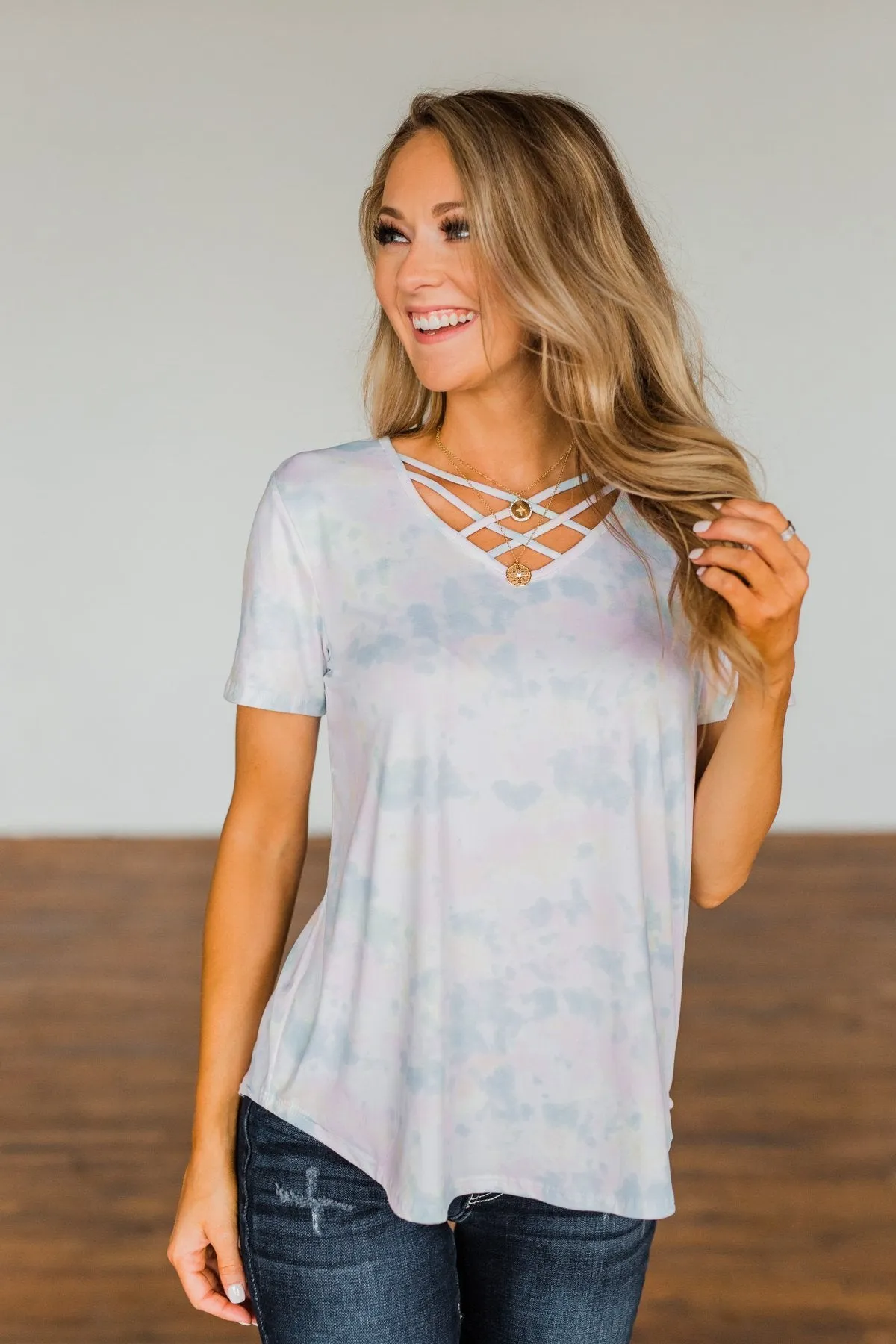 Believe In You Criss Cross Top- Off White, Pink, Yellow, Blue