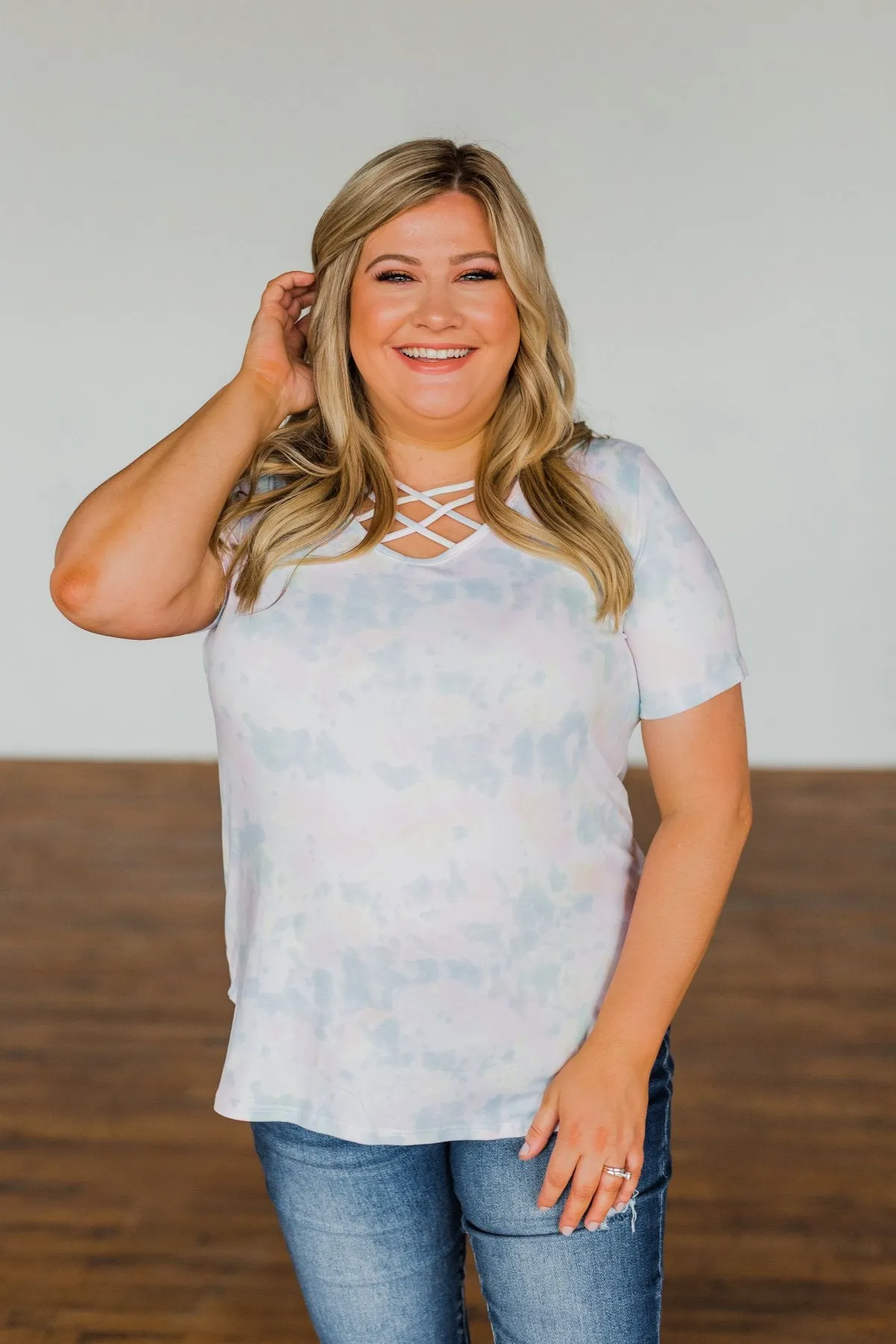 Believe In You Criss Cross Top- Off White, Pink, Yellow, Blue