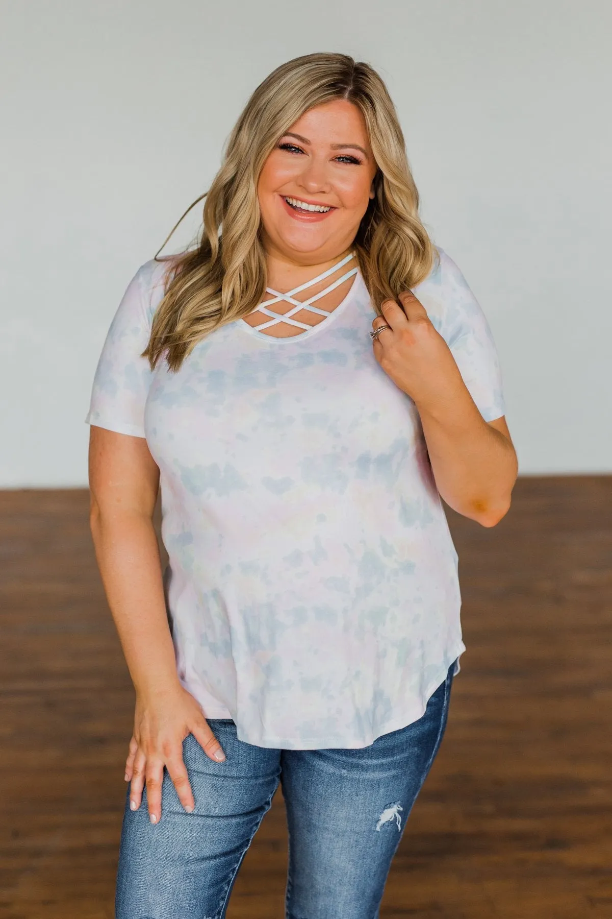 Believe In You Criss Cross Top- Off White, Pink, Yellow, Blue