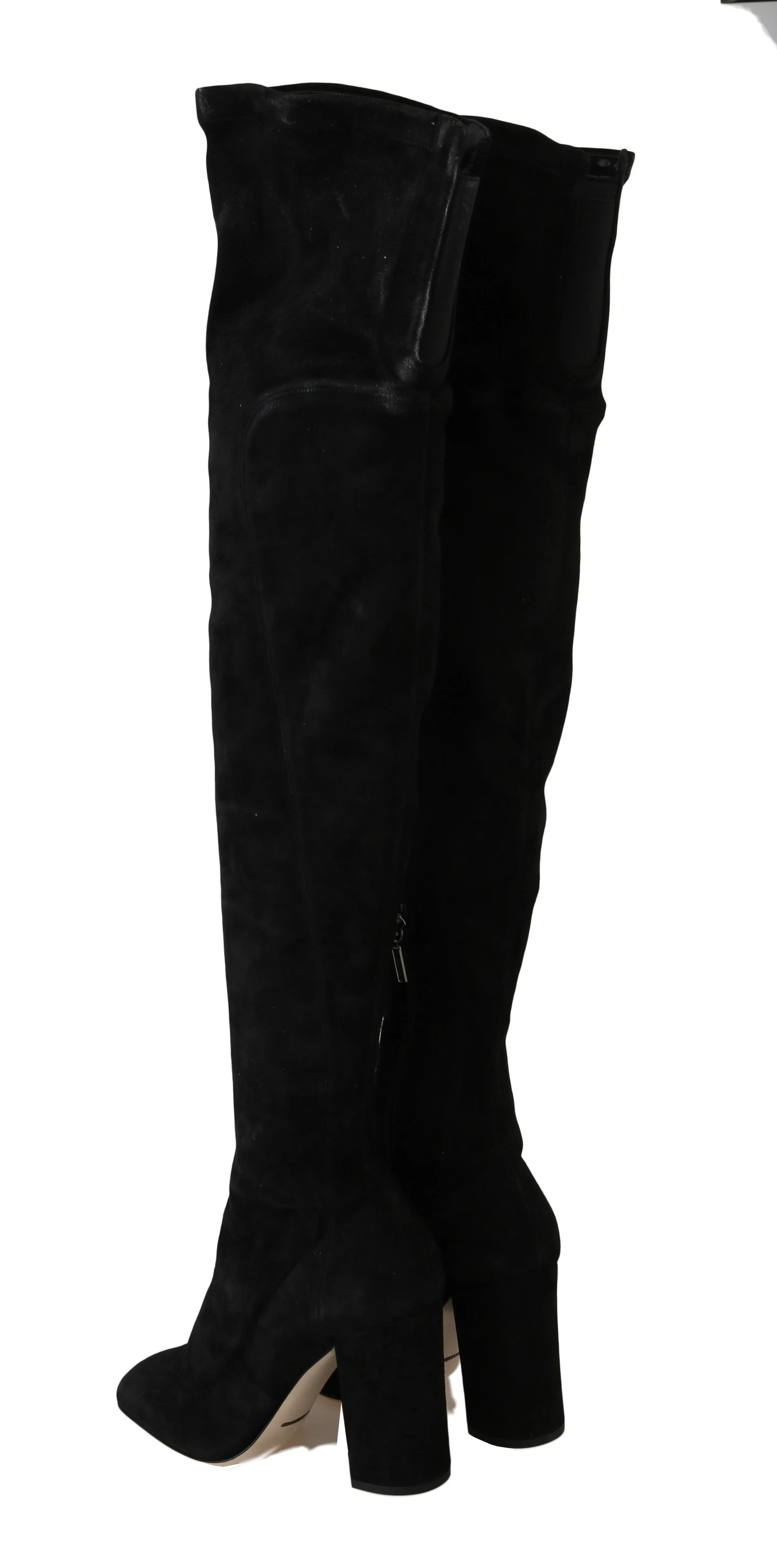 Black Solid Suede Over Knee Boots