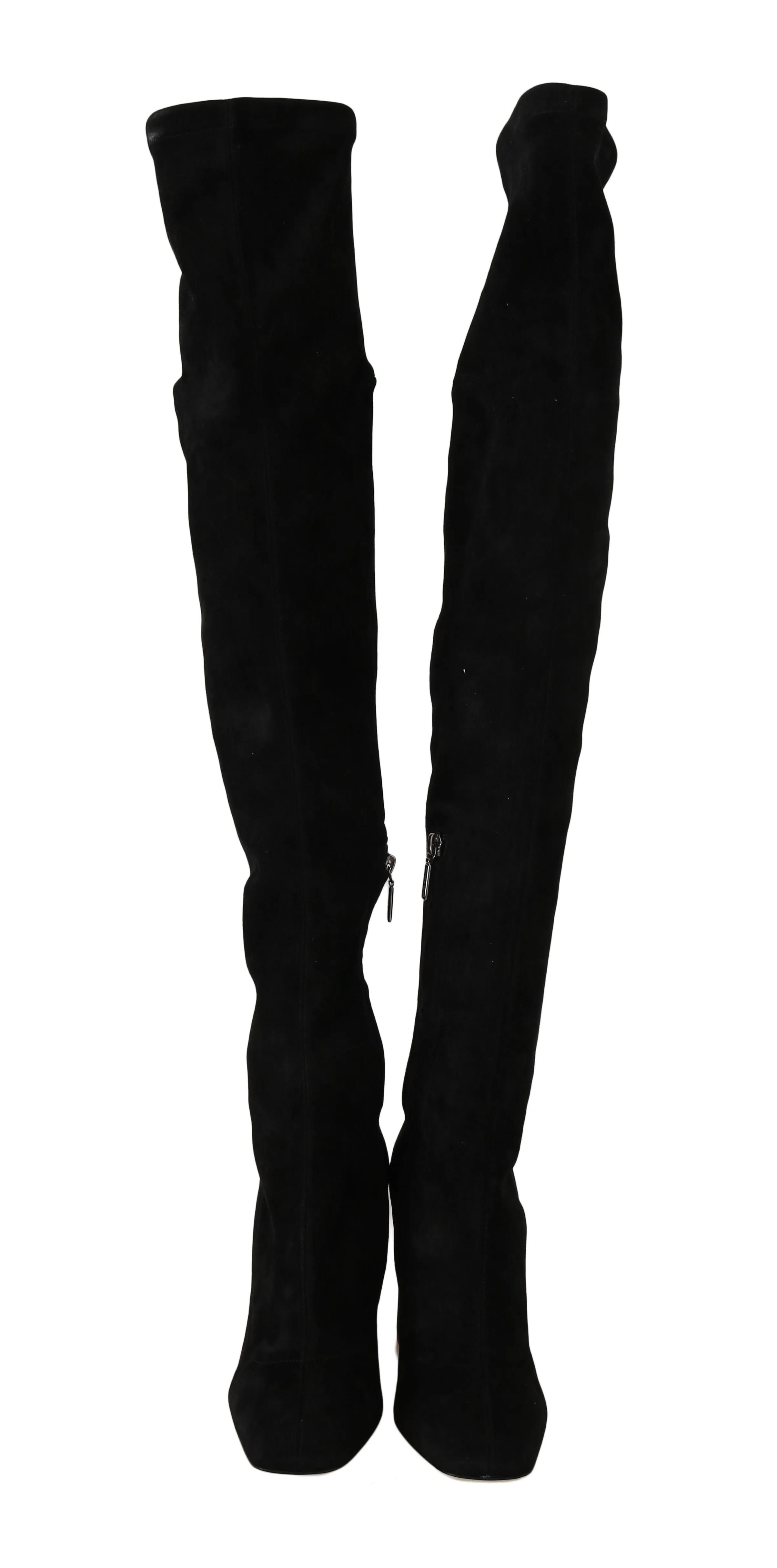 Black Solid Suede Over Knee Boots