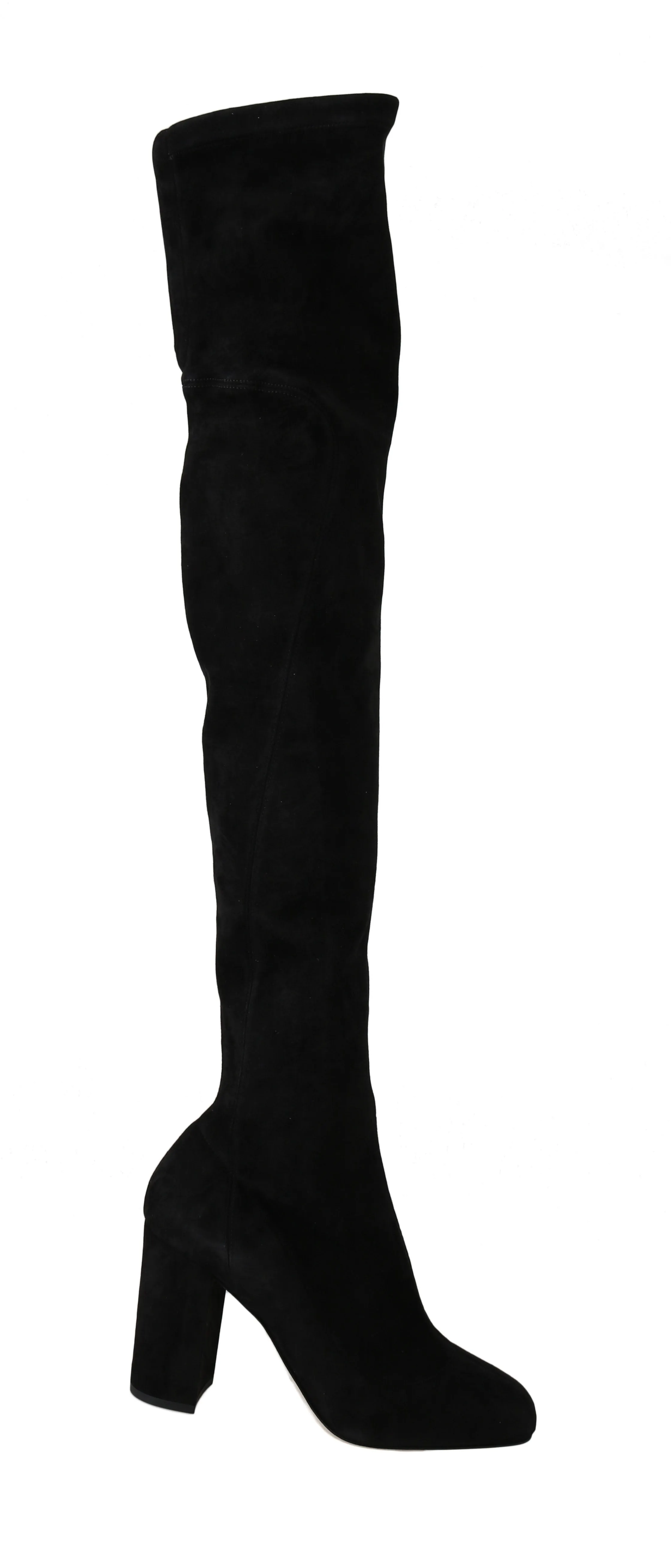 Black Solid Suede Over Knee Boots