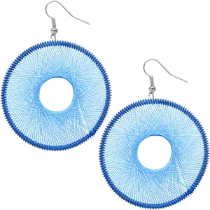 Blue Round Woven Earrings