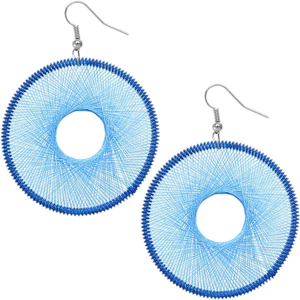 Blue Round Woven Earrings