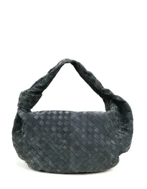 Bottega Veneta Grey Suede Medium Jodie Hobo Bag