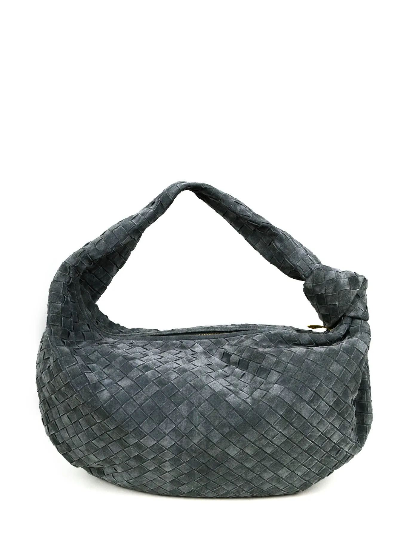 Bottega Veneta Grey Suede Medium Jodie Hobo Bag