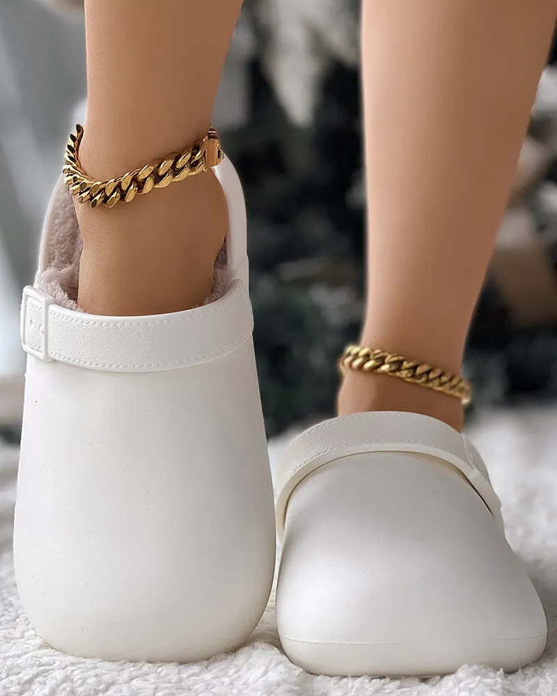 Buckled Lined Winter Thermal Slippers