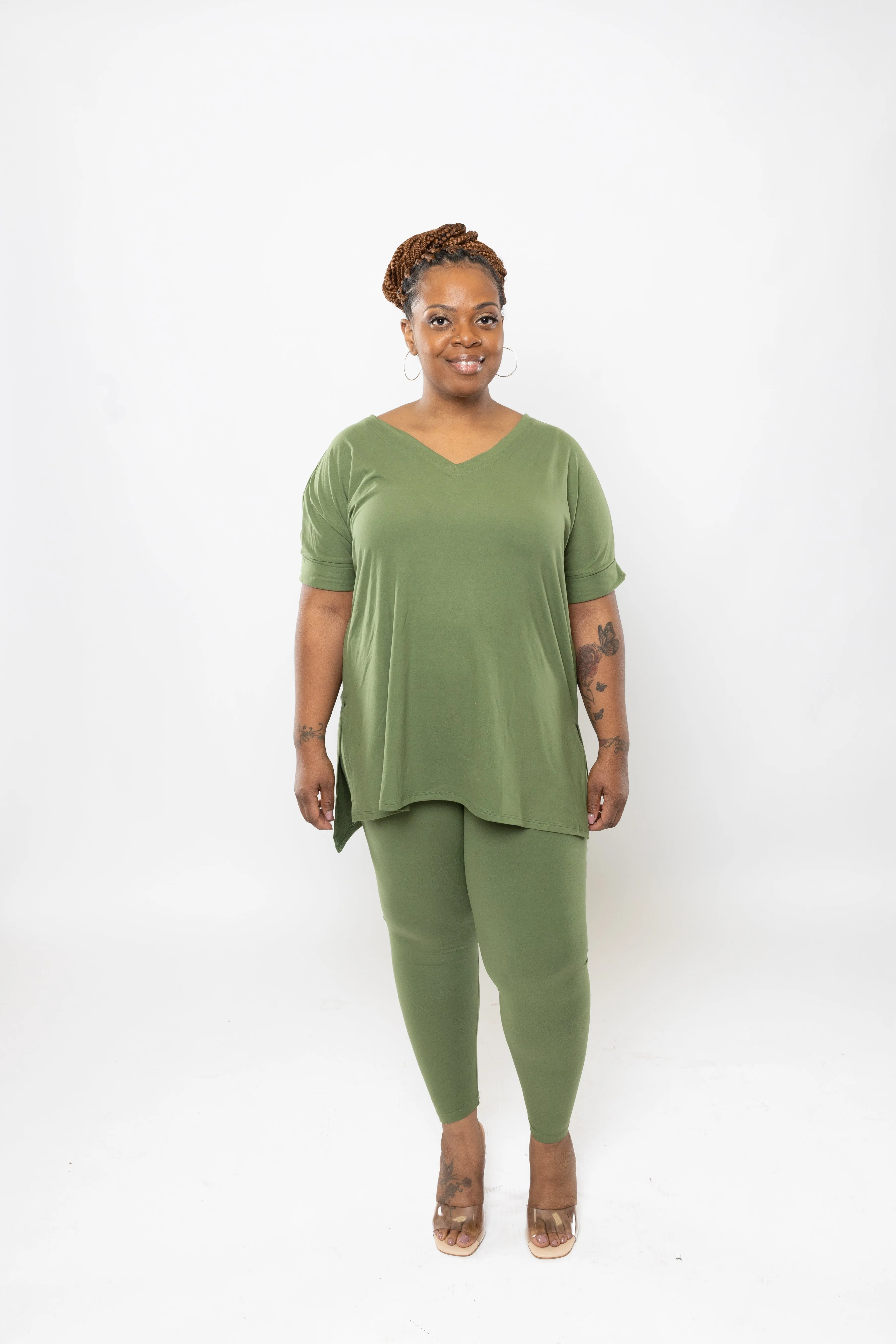 Buttery Soft 2 Piece V Neck Lounge Wear Set