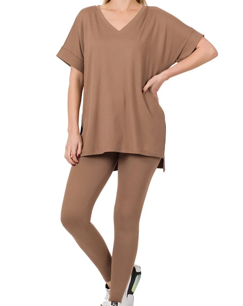 Buttery Soft 2 Piece V Neck Lounge Wear Set