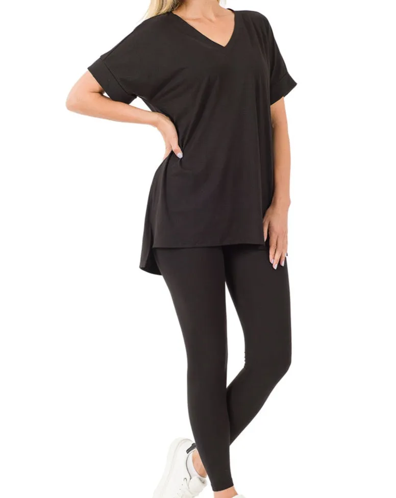 Buttery Soft 2 Piece V Neck Lounge Wear Set