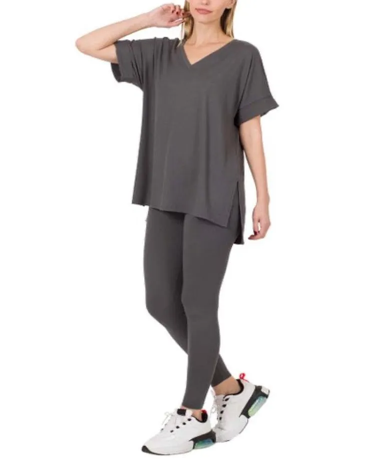 Buttery Soft 2 Piece V Neck Lounge Wear Set