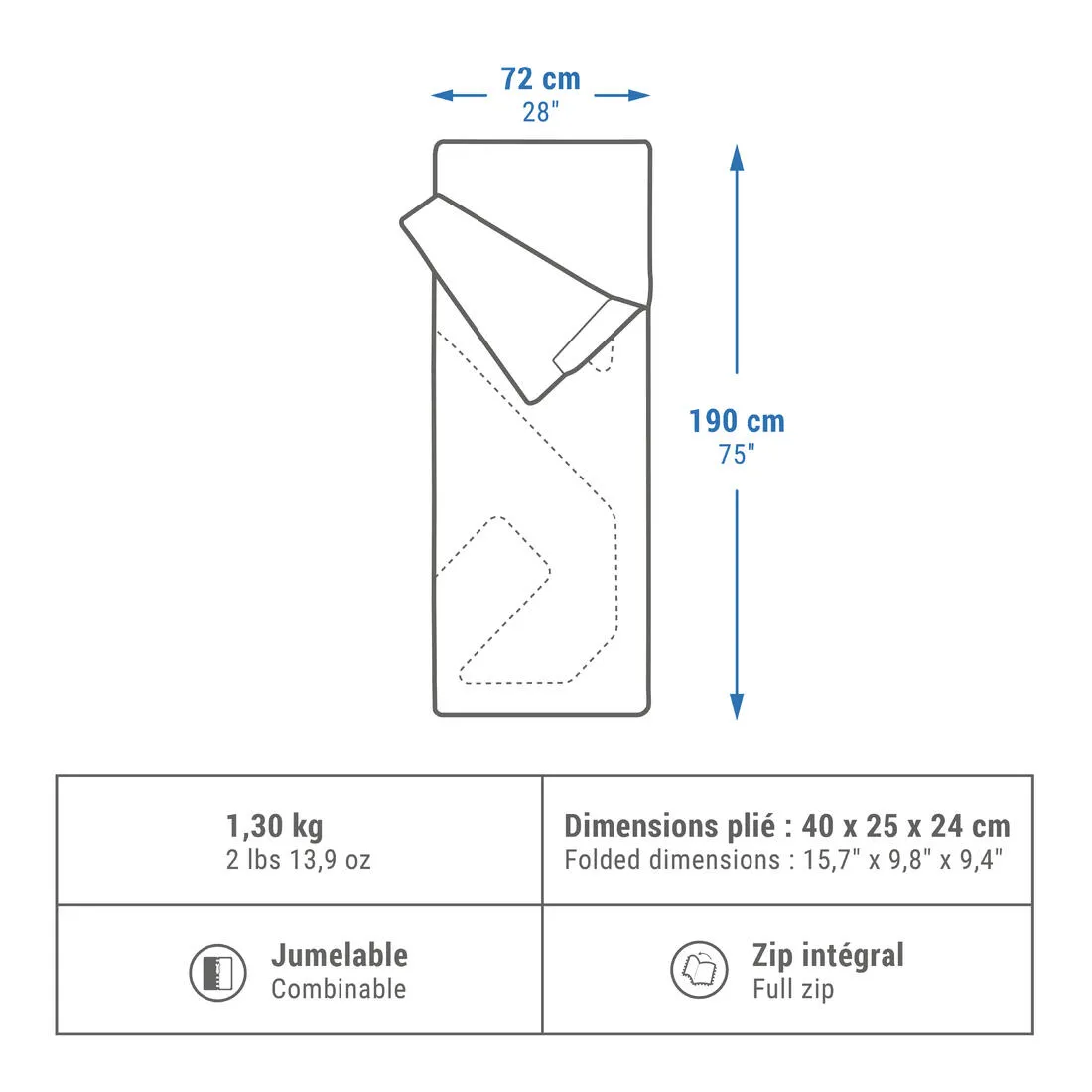 CAMPING SLEEPING BAG - ARPENAZ 10°