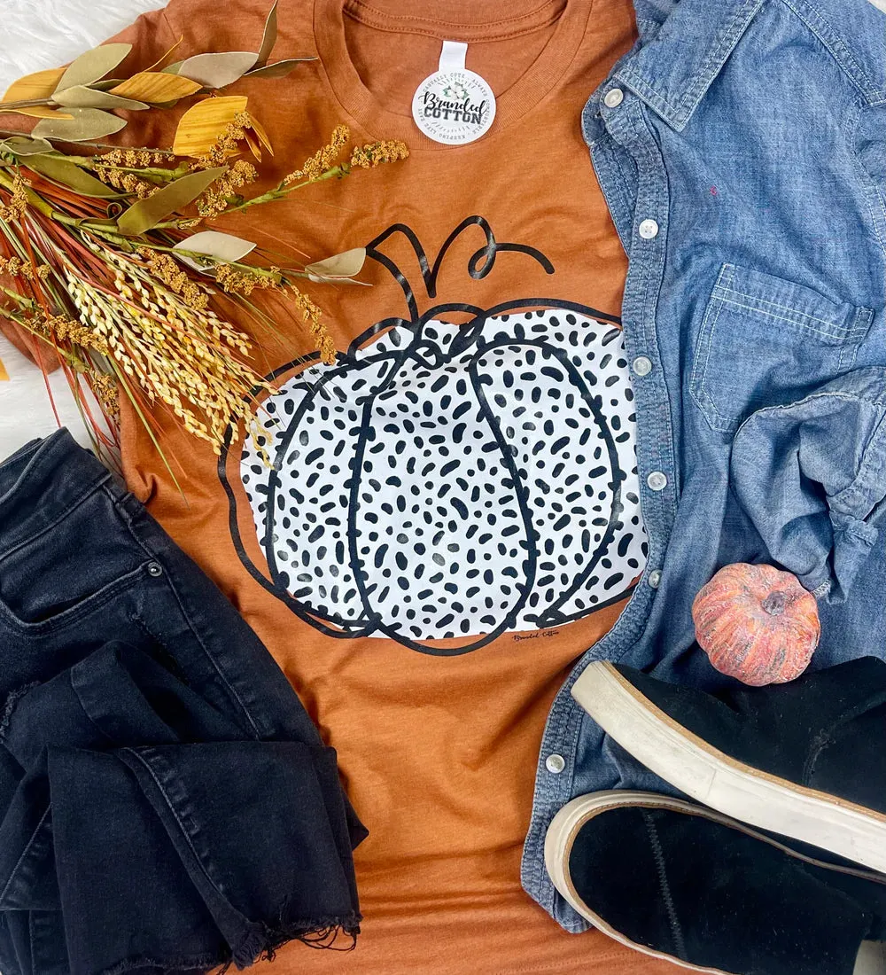 {CHEETAH DOT PUMPKIN} Autumn Crew Neck Tee