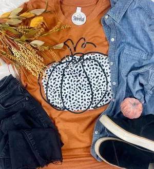 {CHEETAH DOT PUMPKIN} Autumn Crew Neck Tee