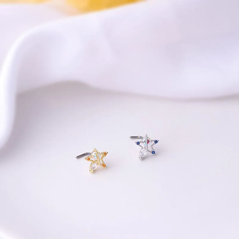Chic CZ Inlaid Surgical Steel Nose Piercing Nose Stud