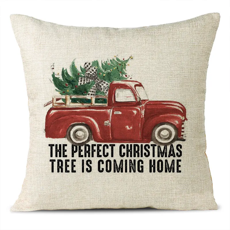 Christmas Themed Linen Pillowcase
