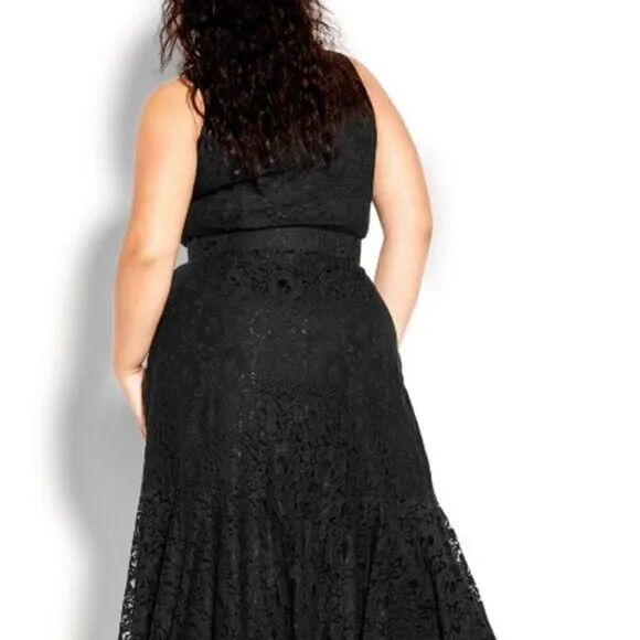 City Chic Women's Allover Lace Hi-Lo Midi‎ Dress