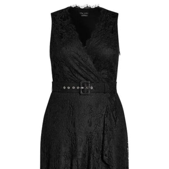 City Chic Women's Allover Lace Hi-Lo Midi‎ Dress