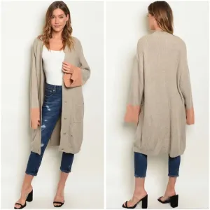 Color Block longline button down cardigan