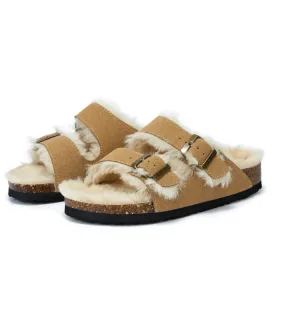Cork Slippers | Flat-Bottomed Footwear - Autumn & Winter Plush Cork Slippers | Enigma Paris