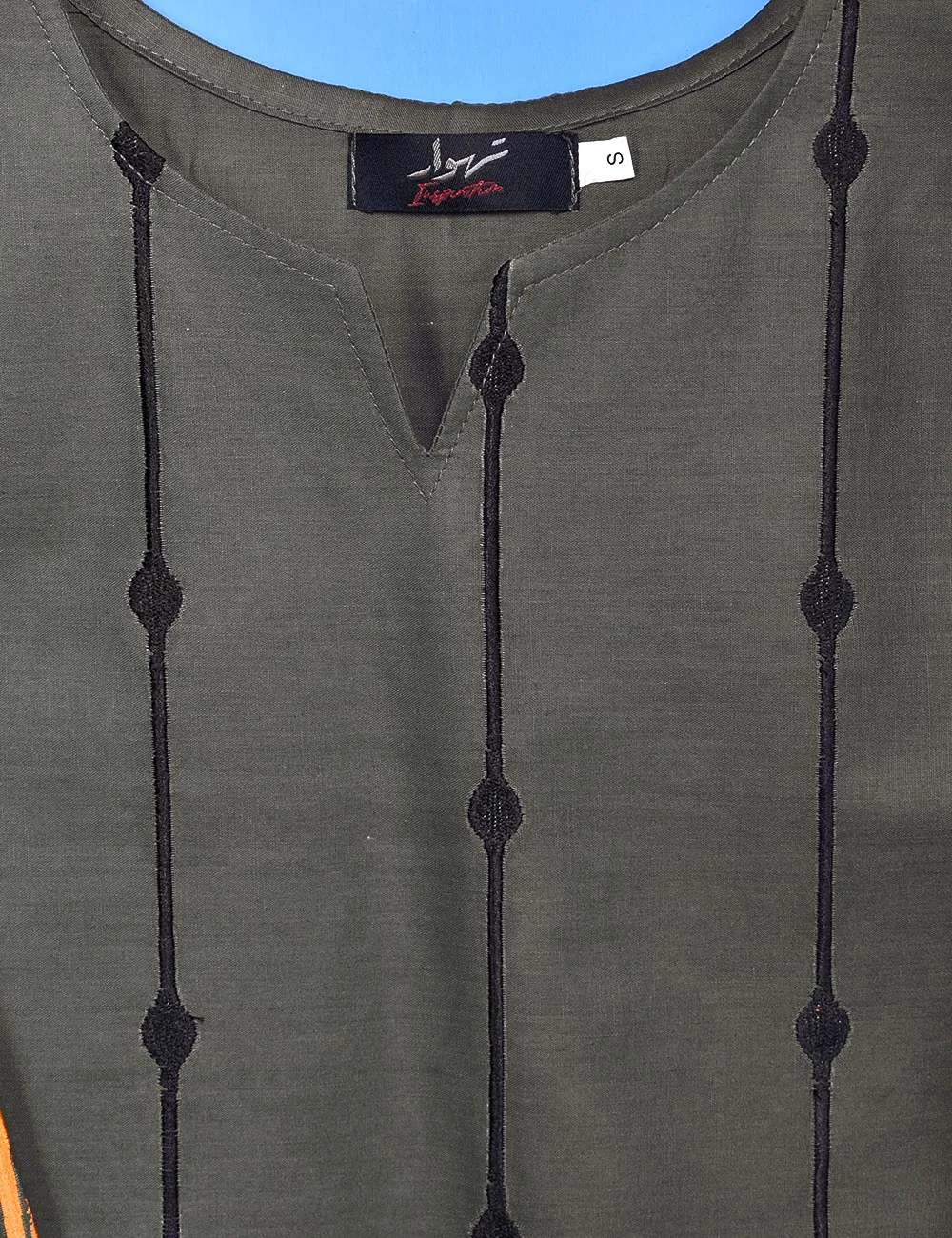 Cotton Embroidered Stitched Kurti - Phoenix (TS-035A-Grey)